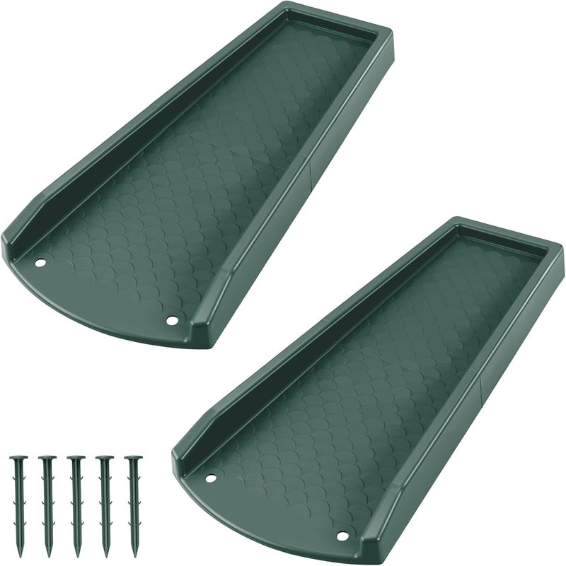 Ogutter Splash Blocks for Gutters Downspouts, 24" Downspout Extensions for Rain Water Drainage, Thickened Gutter Splash Guard with Fixing Piles(2 Pack, Green) - Image 1